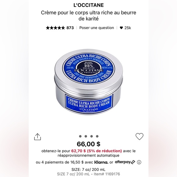 10/25$ 💜 L'Occitane Ultra Rich Body Cream 20ml - Picture 2 of 2